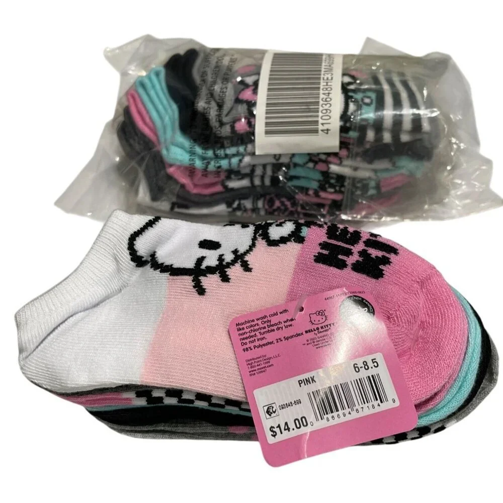 Hello Kitty 12 pairs Sanrio Girls Socks Size 6-8.5 New
